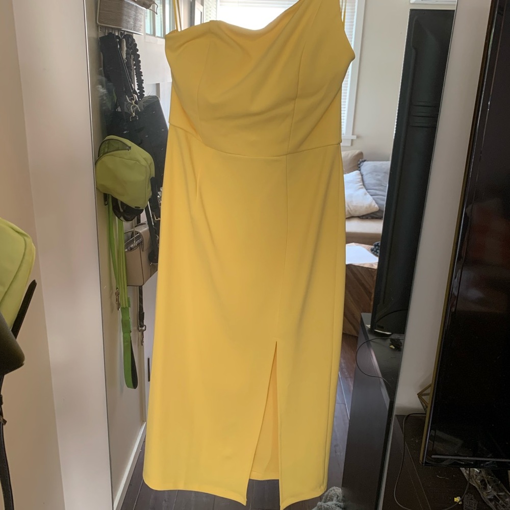Hello Molly Yellow One Shoulder Dress